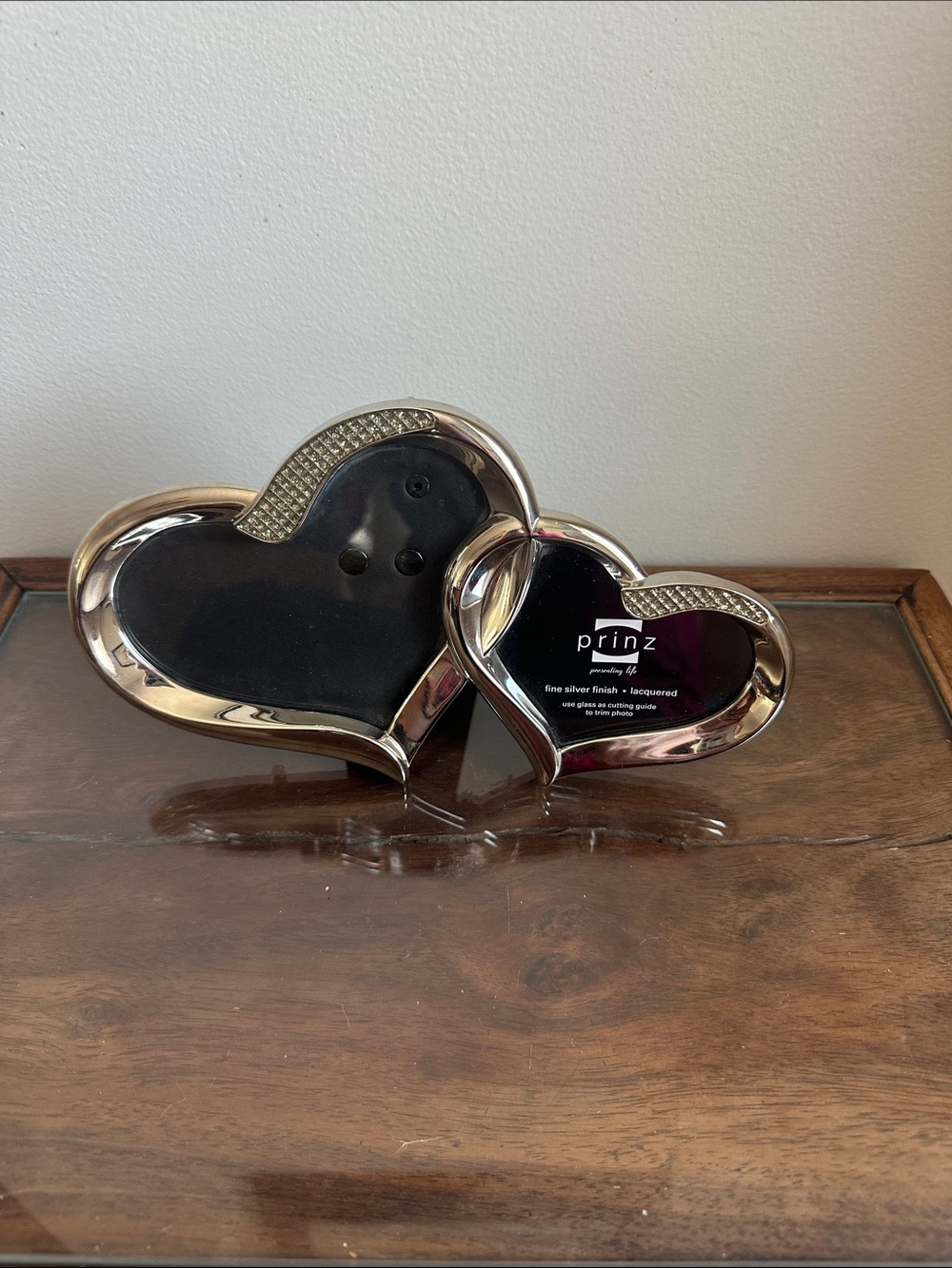 Silver Heart Double Photo Frame - Silver